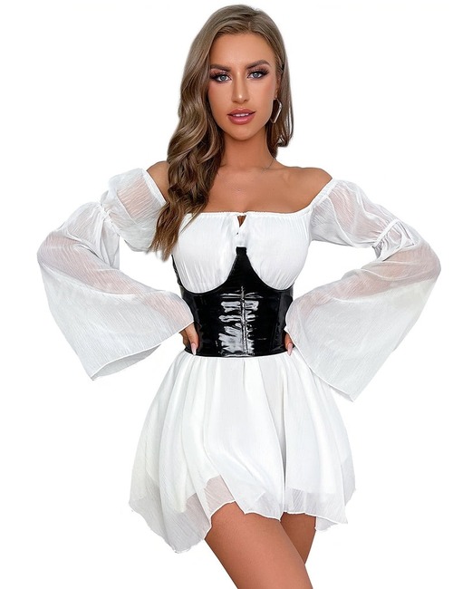 Корсет под грудь Star Night со шнуровкой и трусиками в комплекте, черный, S (без коробки)