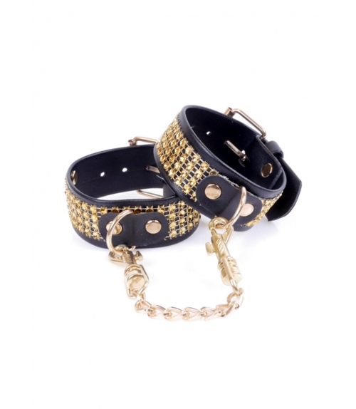 Наручники Fetish Boss Series Handcuffs with cristals 3 cm Gold