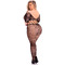 Комбінезон Pink Lipstick Amplify Crotchless, Plus Size, в дрібну сітку, чорний