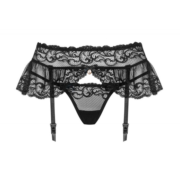 Пояс для панчіх чорний Obsessive 830-GAR-1 garter belt L / XL
