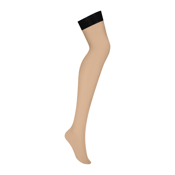 Чулки сексуальные Obsessive S814 телесно-черные, S/M