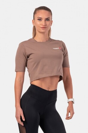 Топ Minimalist Logo NEBBIA crop top 600 Brown