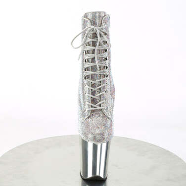 Ботинки Flamingo-1020CHRS *Каблук 8 дюймов, ботильоны RS с декоративной отделкой, шнуровка 4 дюйма, боковая молния, разноцветный/серебристый