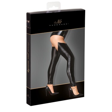 Чулки без носка вставка винил F196 Noir Handmade S