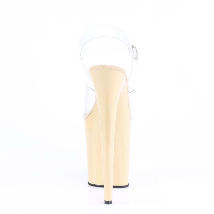 Босоніжки Flamingo-808 на підборах 8 дюймів, босоніжки з ремінцем на щиколотці 4 дюйми, прозорі/бежеві