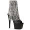 Чоботи Pleaser Adore-1024RSF **7-дюймовий каблук, 2 3/4-дюймові черевики до щиколотки з відкритим носком/каблуком, збоку блискавка, сріблясті/чорні