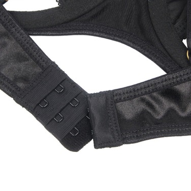 Чорний сексуальний оксамитовий комплект білизни Star Night з чокером та декоративною фурнітурою, L