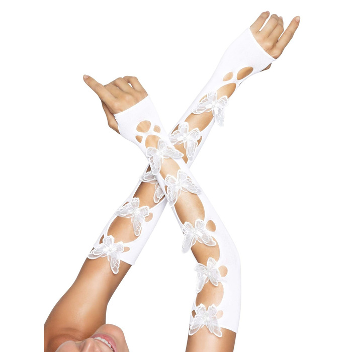 Рукавички білі з метеликами Leg Avenue