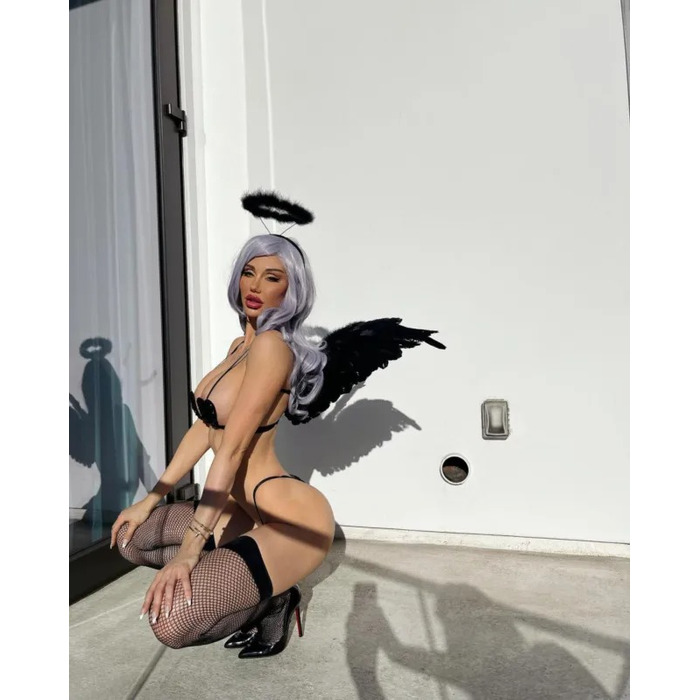 Білі мереживні панчохи Leg Avenue