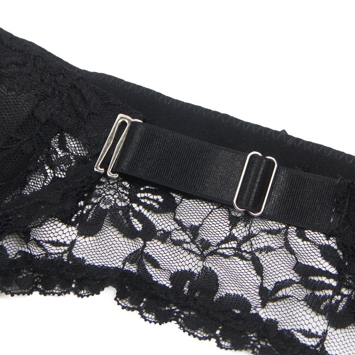 Комплект пояс для панчіх з трусиками StarNight мереживний, чорний, XS-S