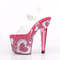 Босоніжки Pleaser Lovesick-708HEART на підборах 7 дюймів, босоніжки з ремінцем на щиколотці 3 1/4 дюйма з сердечками RS, прозорі/рожеві