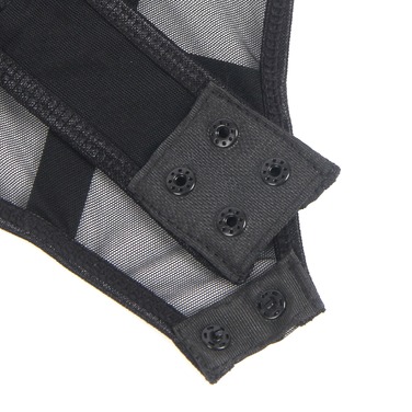 Боди из искусственной кожи Star Night, с гартером, черное, L