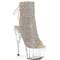 Ботильоны Pleaser Adore-1018C-RS с каблуком 7 дюймов, открытым носком и пяткой 2 3/4 дюйма, боковыми молниями, серебристыми стразами AB/прозрачными