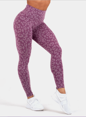 Женские лосины для тяжелой атлетики Ryderwear Instinct Scrunch Leopard Purple