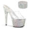 Шльопанці Pleaser Bejeweled-712RS на підборах 7 дюймів, 2 3/4 дюйма, оздоблені шльопанці на щиколотці з манжетою PF RS, прозорі/сріблясті
