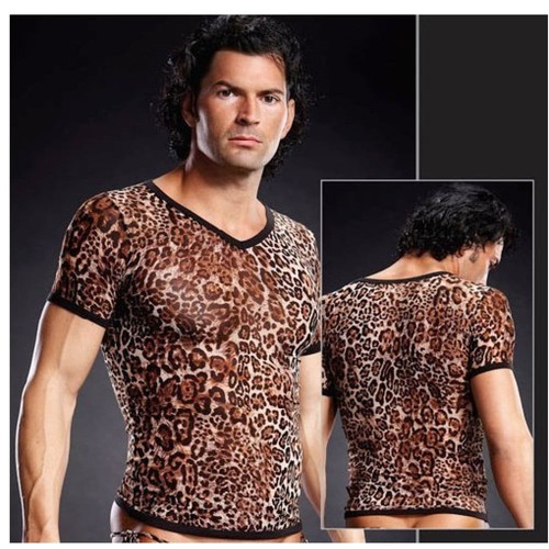 Футболка мужская Blue Line Pro-Mesh с V-образным вырезом и леопардовым принтом, L/XL
