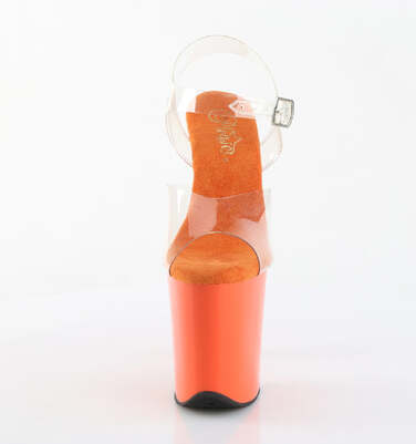 Босоніжки Flamingo-808 на підборах 8 дюймів, босоніжки з ремінцем на щиколотці 4 дюйми, прозорі/помаранчеві