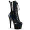 Ботинки Pleaser Adore-1040WR-HG, каблук 7 дюймов, голографическая шнуровка PF 2 3/4 дюйма, молния сбоку, чёрные
