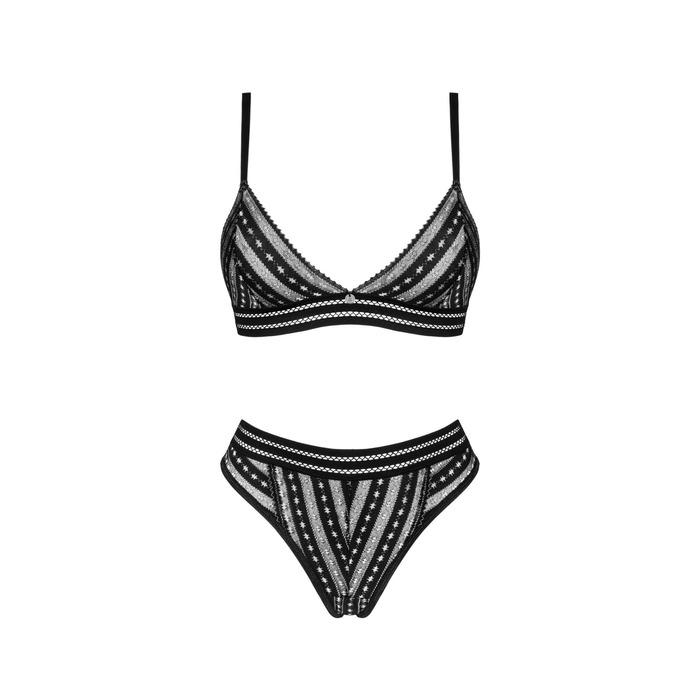 Комплект з геометричним візерунком Obsessive Natilya, чорний, XS/S