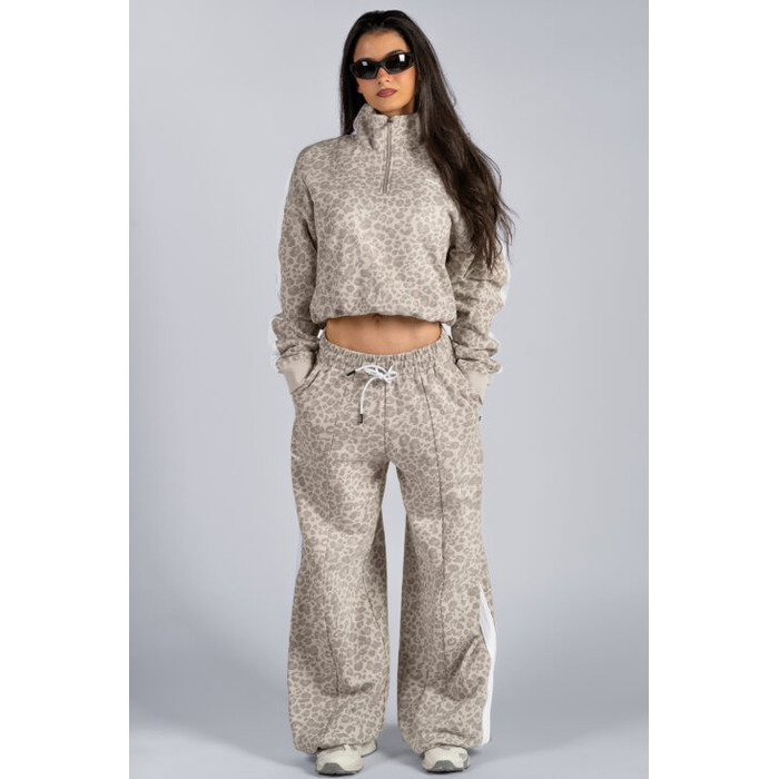 Кофта Nebbia Half-Zip Leopard Sweatshirt PRIMAL Cream Leopard 866