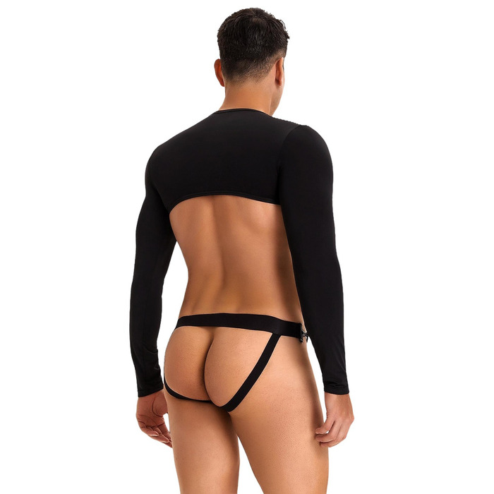 Чоловічий топ з довгим рукавом Star Night та труси з відкритим доступом, чорні, M