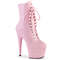 Чоботи Pleaser Adore-1020 на підборах 7 дюймів, черевики з мереживом спереду 2 3/4 дюйма, блискавка збоку, ніжно-рожеві