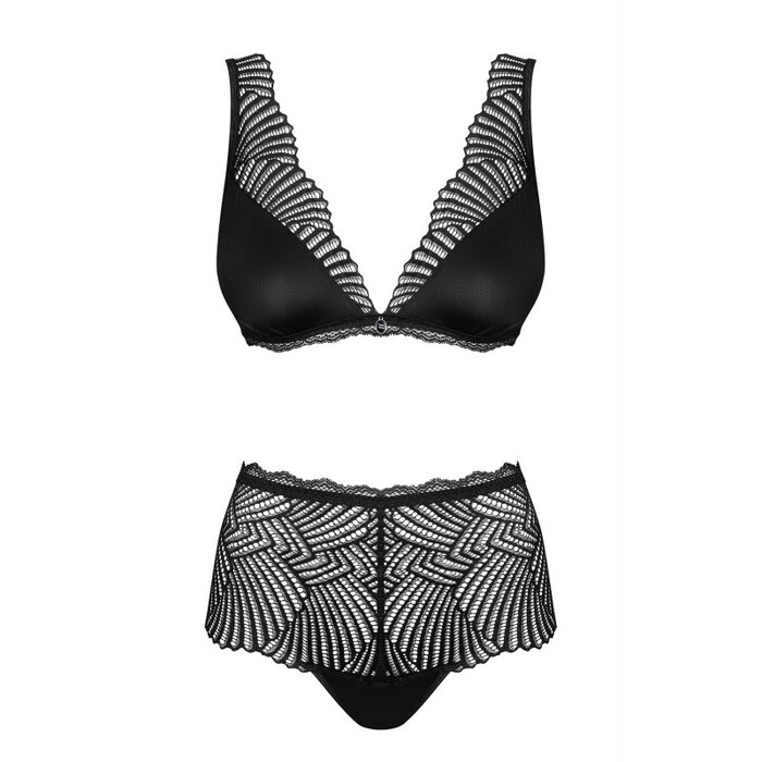 Комплект мереживний Obsessive Klarita чорний, S/M