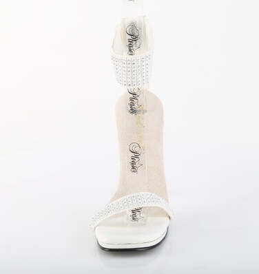 Босоножки Chic-40, каблук 4 1/2 дюйма, ремешок на щиколотке шириной 1/4 дюйма, с ремешком на щиколотке, молния сзади, белая искусственная кожа/белый