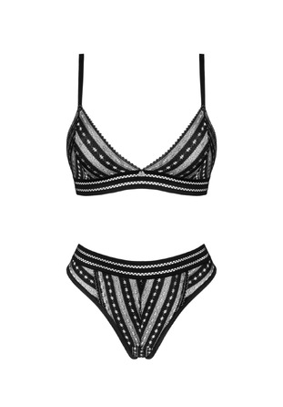 Комплект з геометричним візерунком Obsessive Natilya, чорний, XS/S