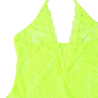 Комплект мереживний Star Night, боді з V-подібним вирізом та панчохи, салатовий