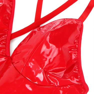 Платье с чокером, глянцевое Star Night Wet Look с имитацией винила, красное, M