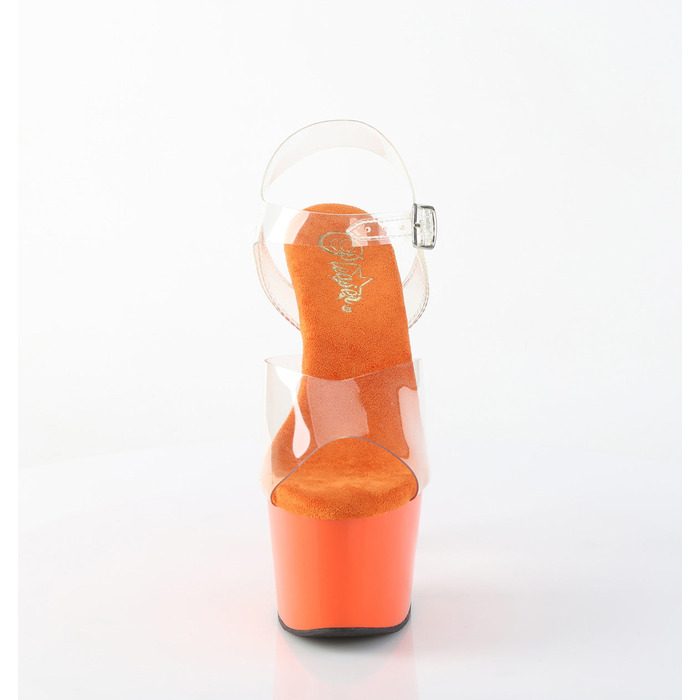 Босоніжки Adore-708 на підборах 7 дюймів, з ремінцем на щиколотці 2 3/4 дюйма, прозорі/помаранчеві