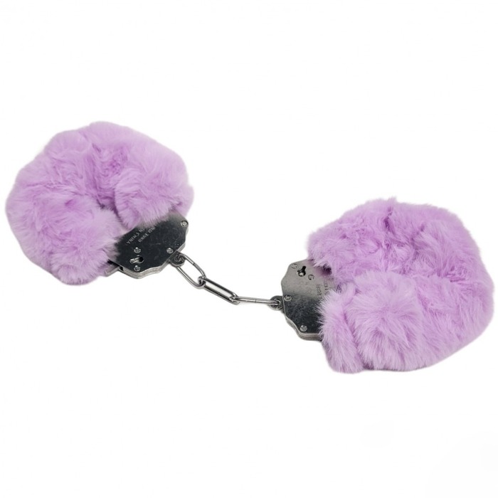 Наручники метал із хутром Plush handcuffs, фіолетові