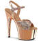 Босоніжки Pleaser Adore-709 *7 дюймів на підборах, 2 3/4 дюйма з ремінцем на щиколотці PF, золотисті/рожево-золоті