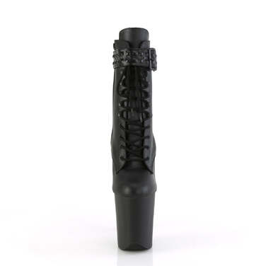 Ботинки Flamingo-1020STR *Каблук 8 дюймов, 4-дюймовая шнуровка спереди, боковая молния, черная искусственная кожа/черный