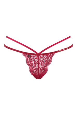 Трусики мереживні стрінги Obsessive Ivetta, червоний, L/XL