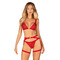 Портупея пояс Obsessive Elianes harness, червона, XS/S