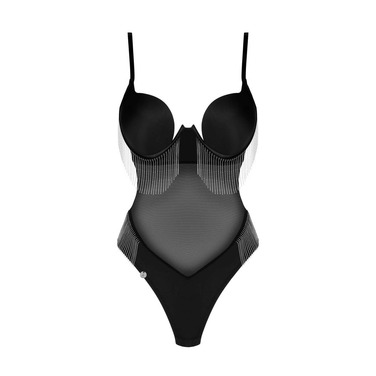 Боди Obsessive Milladis с серебрянными подвесками, черный, M/L