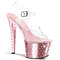 Босоніжки Pleaser Stardust-708 на підборах 7 дюймів, хромовані босоніжки з ремінцем на щиколотці 2 3/4 дюйма з R/S шипами, прозорі/рожеві