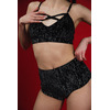 Sparkle Lurex Set — Блискучий Комплект із Велюровим Топом і Шортами для Танців та Сцени - чорний у лінії