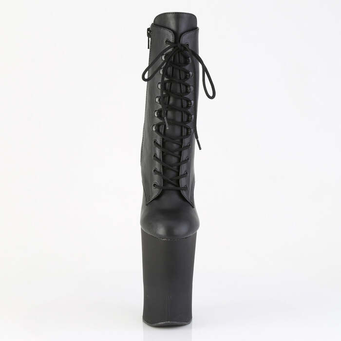 Ботинки Worship-1020, без каблука 10 дюймов, высота ботинок 4 3/4 дюйма, шнуровка спереди, молния внутри, чёрная искусственная кожа