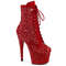 Чоботи Pleaser Adore-1020RM *7-дюймовий каблук, черевики до щиколотки з сіткою RS 2 3/4 дюйма на шнурівці збоку, червона штучна замша/червоний матовий колір