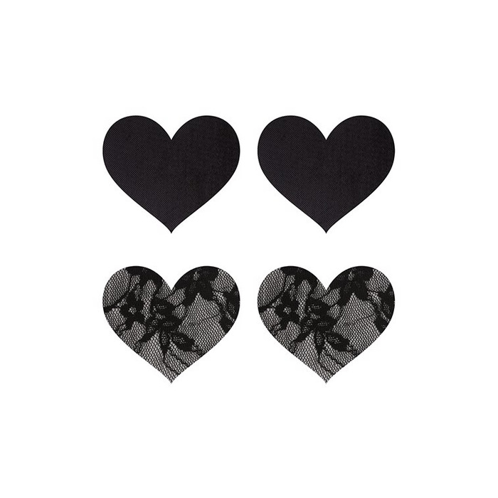 Наклейки на соски Peekaboos из кружева и гладкие в форме сердца, набор из 2 пар