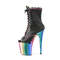 Ботинки Pleaser Flamingo-1021RC-02 *Каблук 8 дюймов, хромированный PF с открытым носком 4 дюйма, шнуровка, боковая молния, чёрный/многоцветный