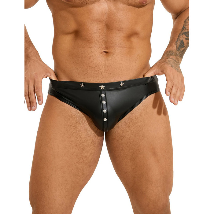 Сексуальні чоловічі труси Star Night із заклепками, чорні, L