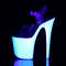 Босоніжки Pleaser Flamingo-808UV на підборах 8 дюймів, ремінець на щиколотці 4 дюйми з неоновим УФ-реактивним покриттям, прозорі/білі