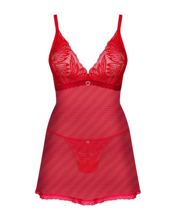 Прозорий бебідол і стрінги Obsessive Chilisa червоний, XS/S