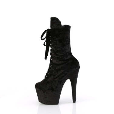 Ботильоны Adore-1045VEL, каблук 7 дюймов, высота 2 3/4 дюйма, бархатные, со шнуровкой спереди, черные