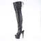 Сапоги Pleaser Adore-3017, каблук 7 дюймов, ботфорты с открытой пяткой и носком 2 3/4 дюйма, молния сбоку, чёрная искусственная кожа