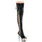 Сапоги Pleaser Bejeweled-3052HG-7, каблук 7 дюймов, высота 2 3/4 дюйма, ботфорты с открытым носком, шнуровка сзади сбоку, с RS, чёрная голограмма, лакированная кожа